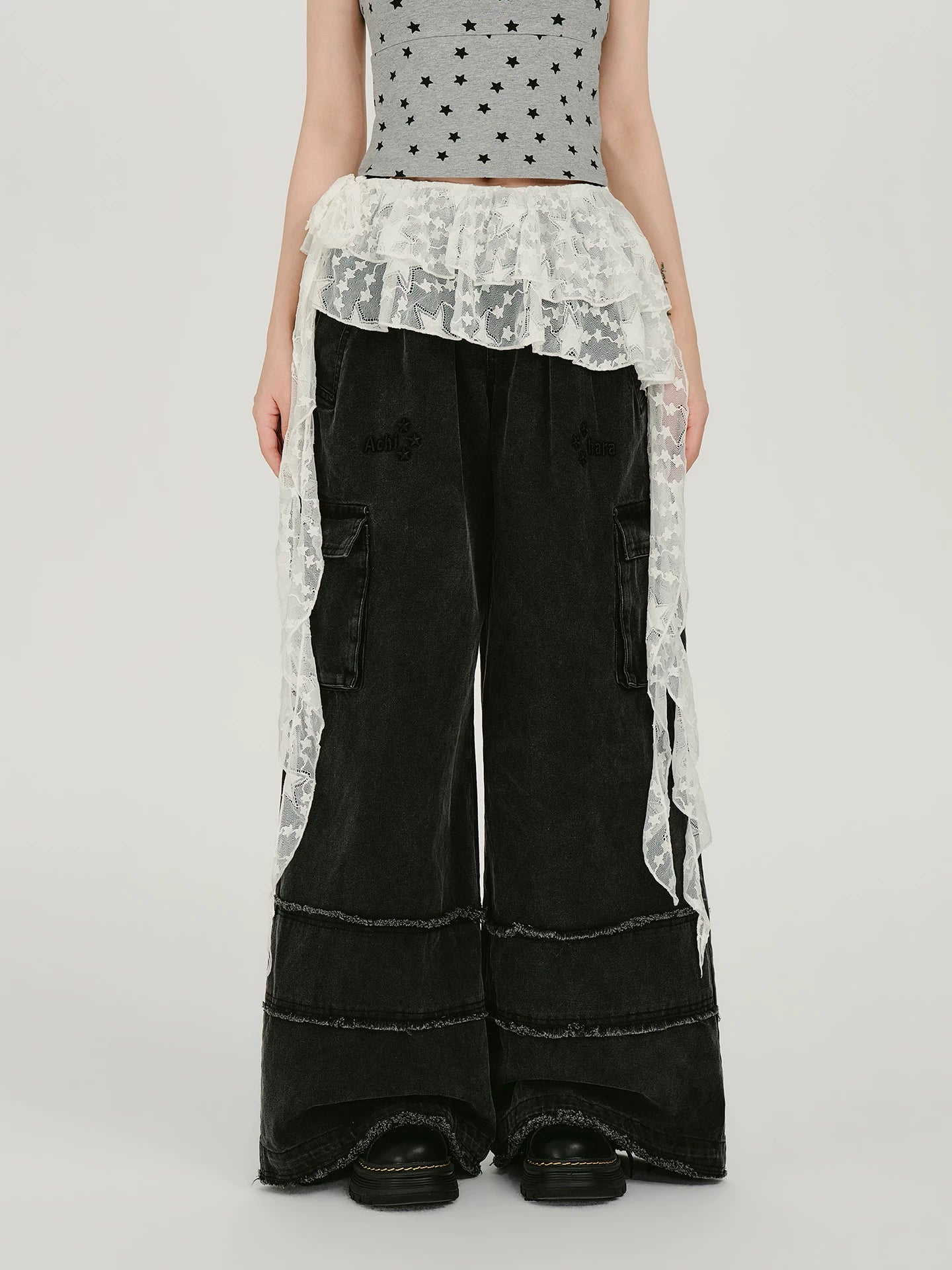 Girlyhalo Vintage Beveled Edge Lace Versatile Butt Curtain
