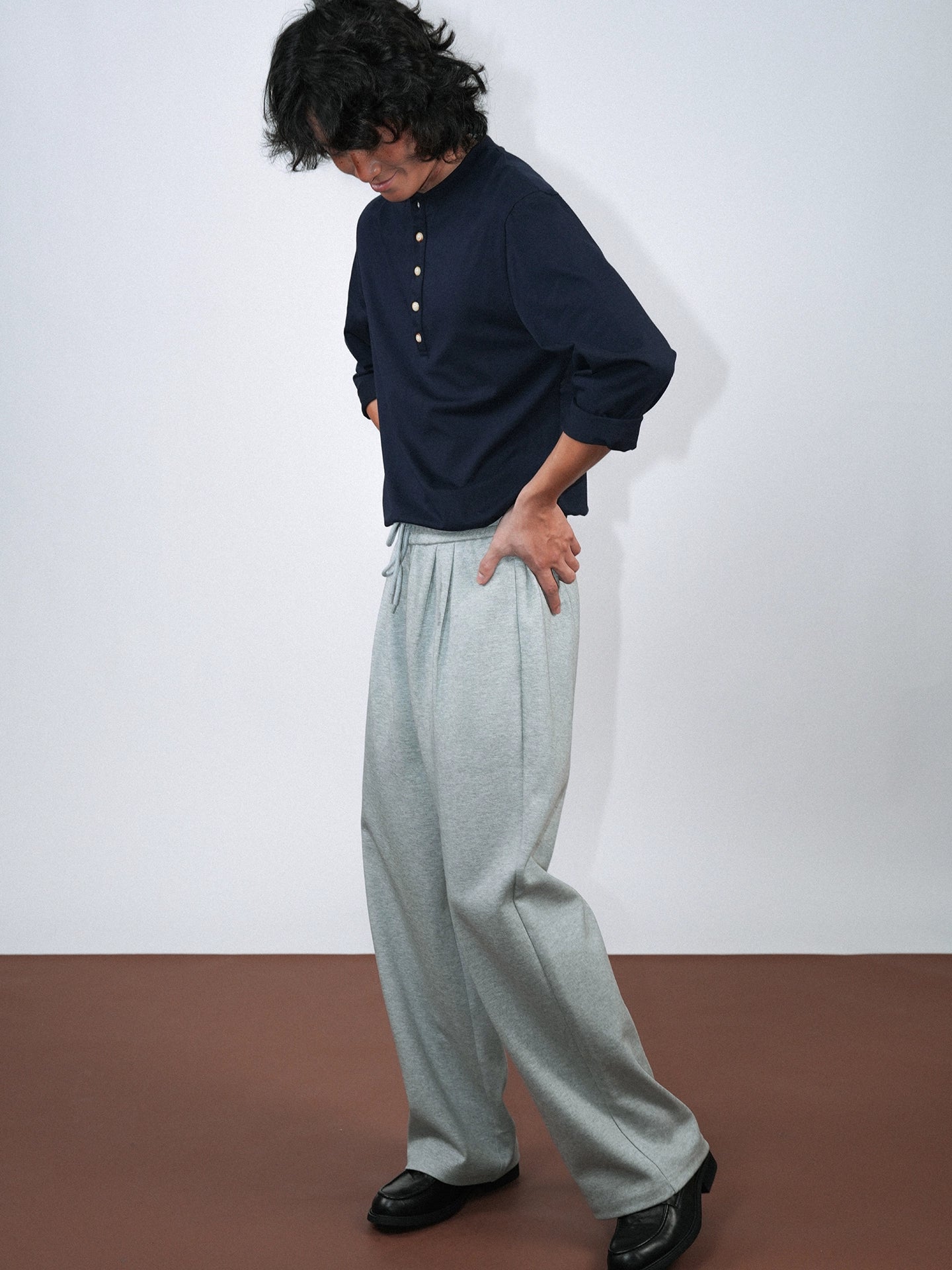 O3PARK Retro Casual Collarless Polo Shirt