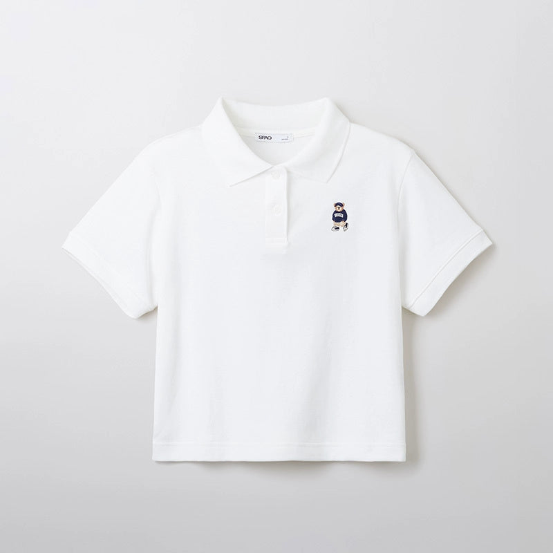 SPAO Women's Bear Woodie Lapel Short T-shirt SPHWF24G50