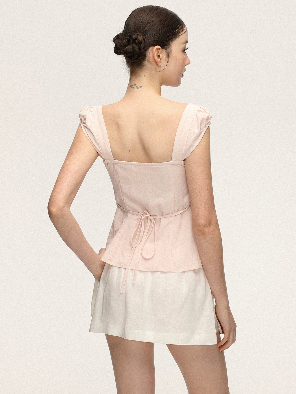 Anna Aneae Temperament Gentle Waist Thin Short Sleeve Shirt