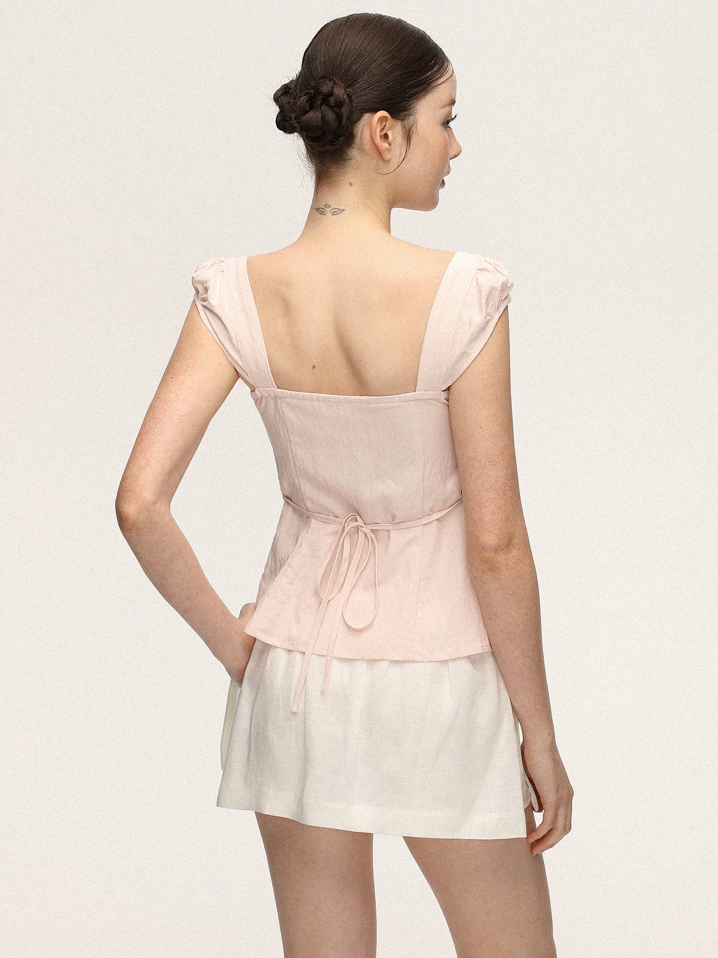 Anna Aneae Temperament Gentle Waist Thin Short Sleeve Shirt