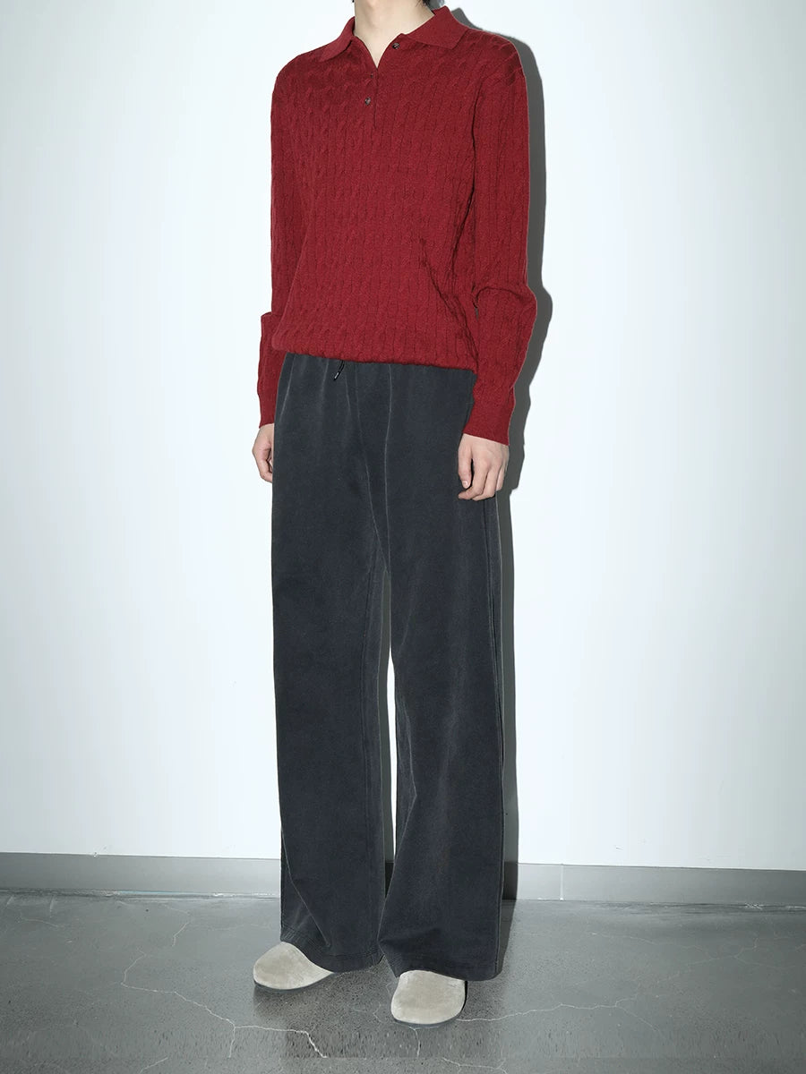 NO LOGO Wool Lyocell Twist Knitted Polo Shirt