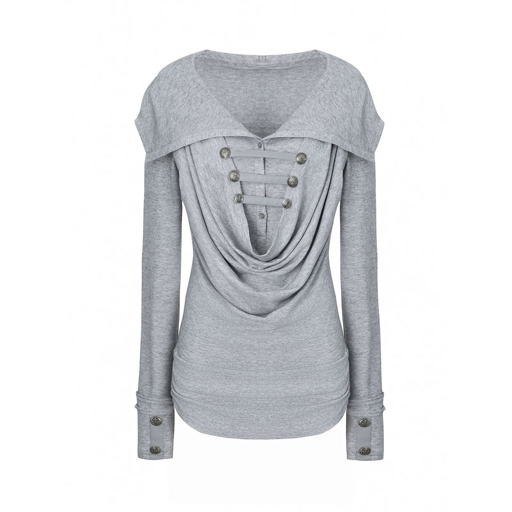 DoublePunch Metal Buckle with Knitted Hooded Bottom Long Sleeve