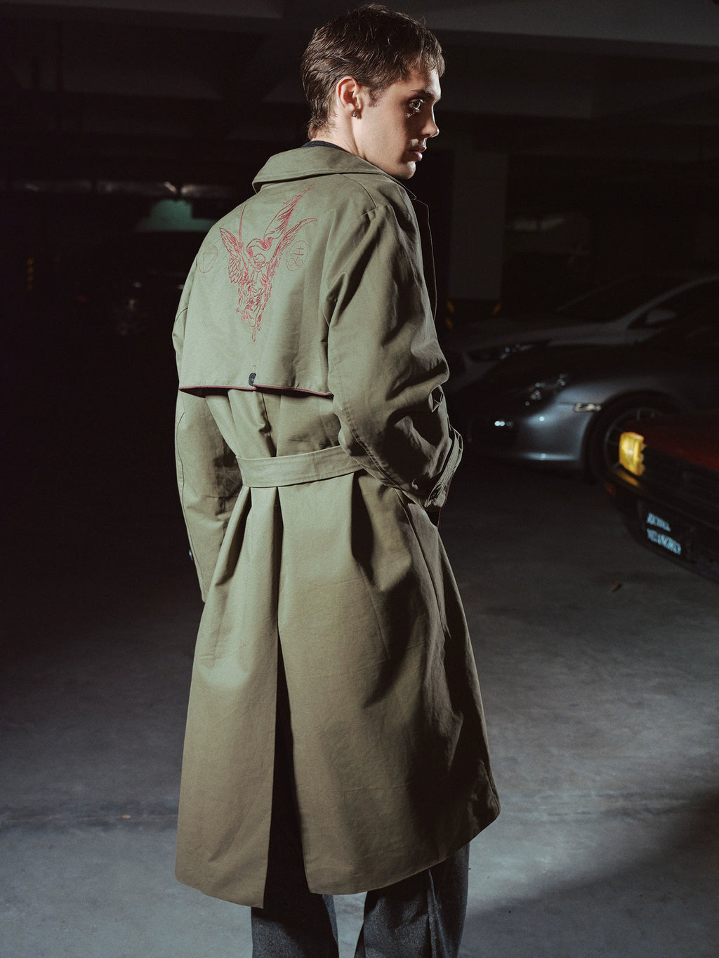 RICHILL Single-breasted Lapel Trench Coat