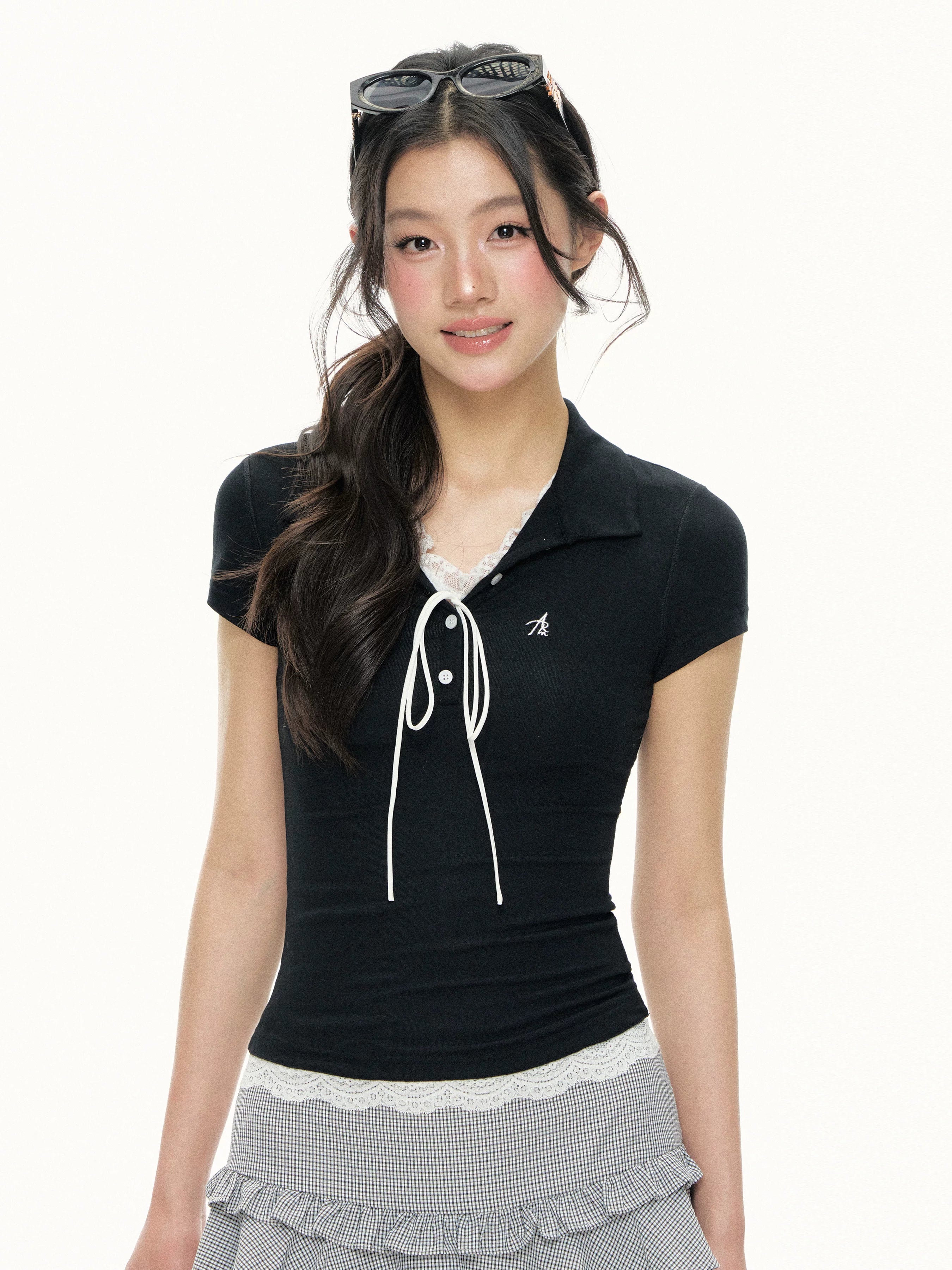 Ariseism Vintage Contrasting Lace Slim Tee
