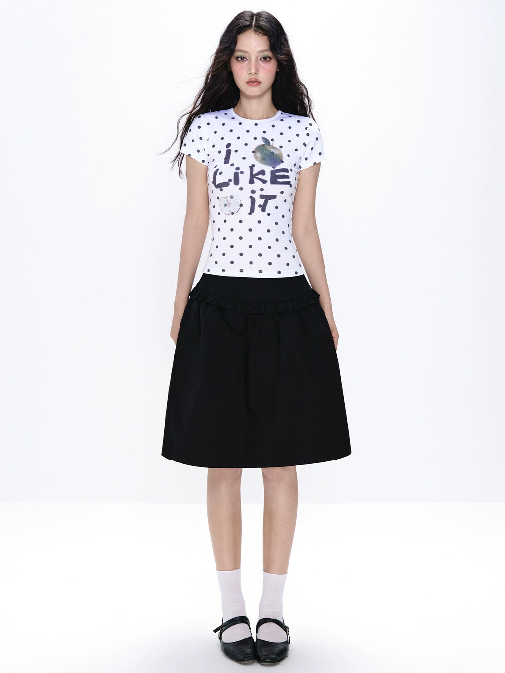 NECY Versatile Loose Casual A-word Skirt Vertical Short Skirt