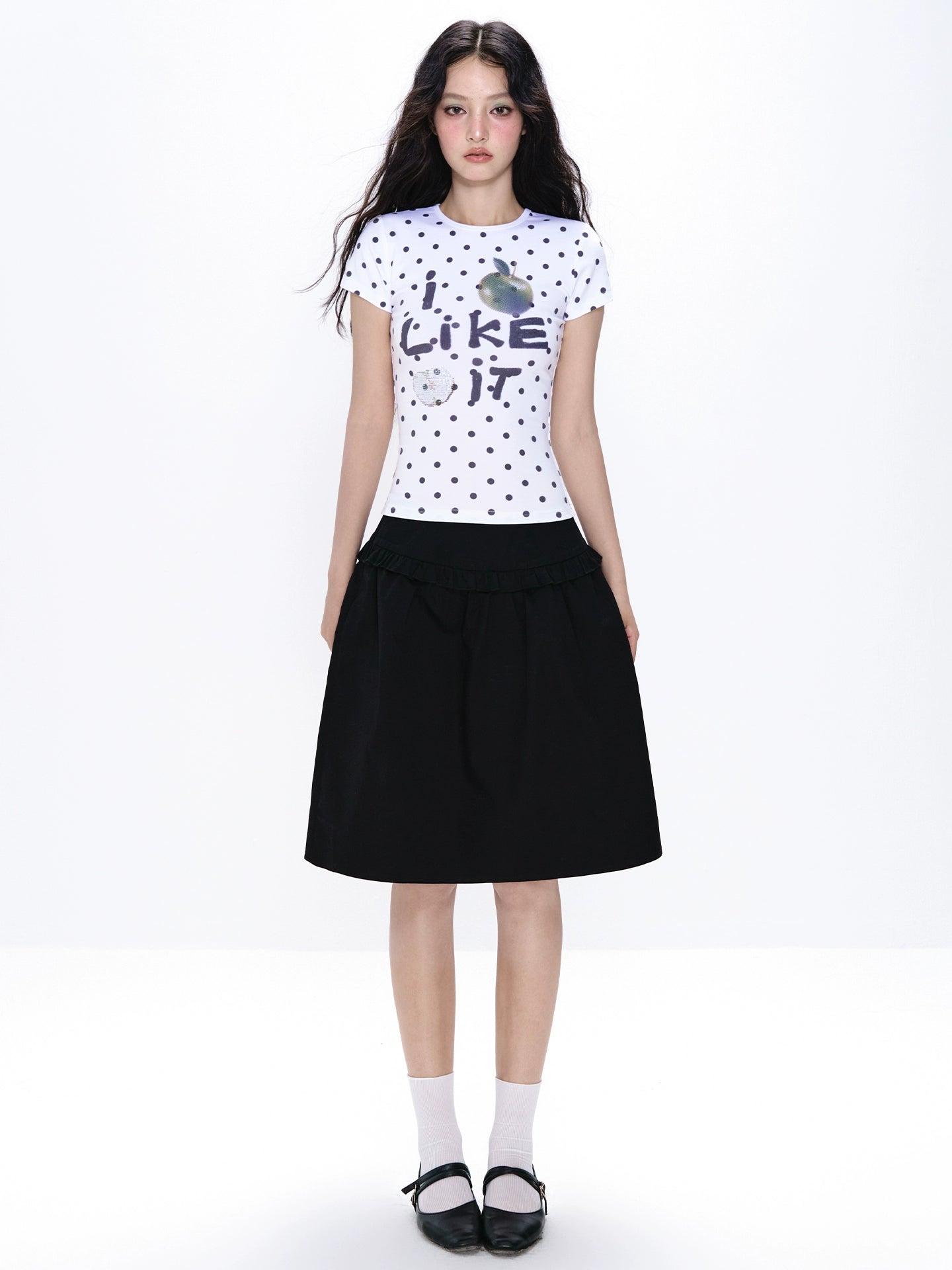 NECY Versatile Loose Casual A-word Skirt Vertical Short Skirt