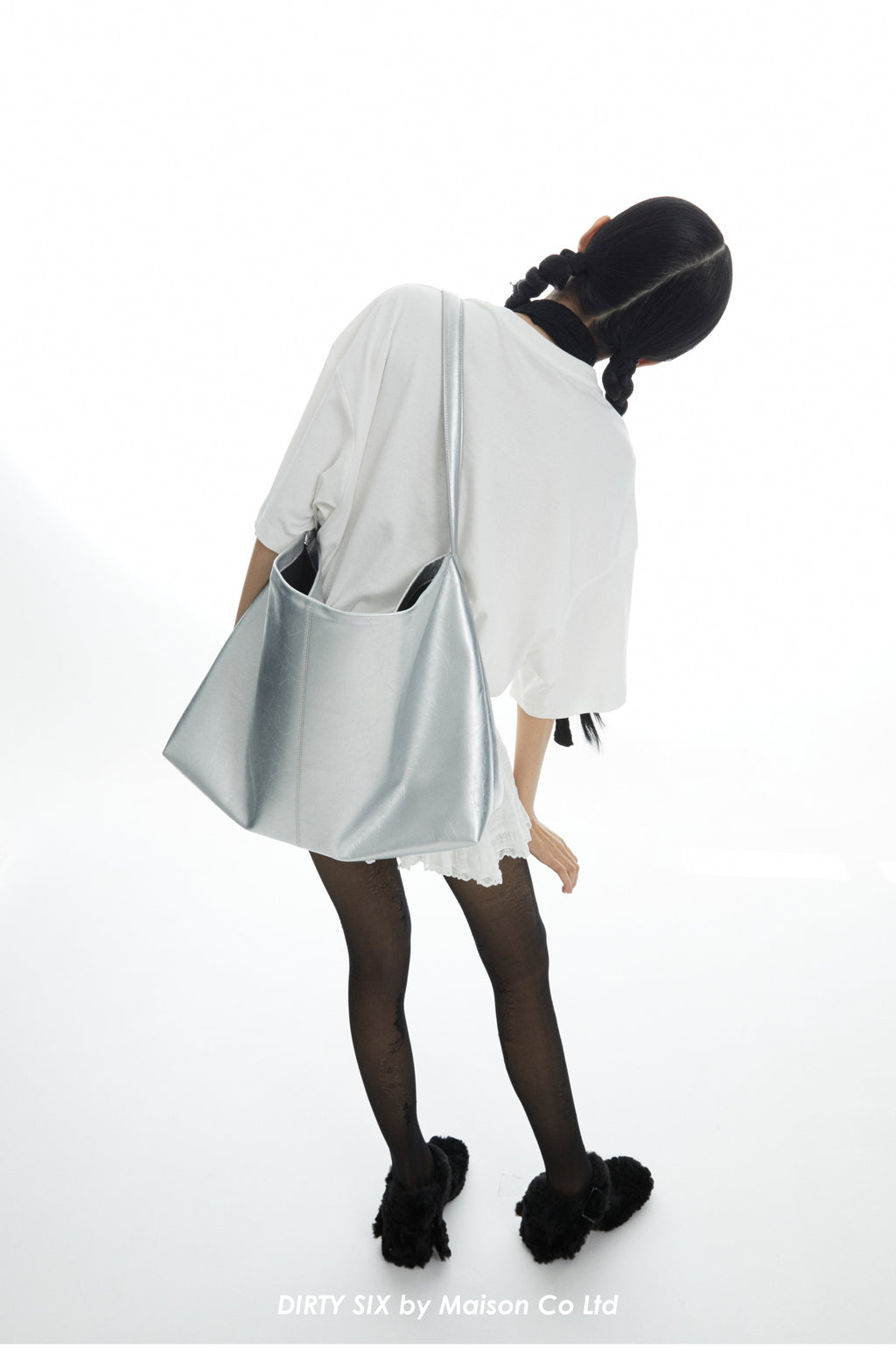 DirtySix Jill COW Split Leather big pocket cowhide soft oversize lazy wind messenger bag