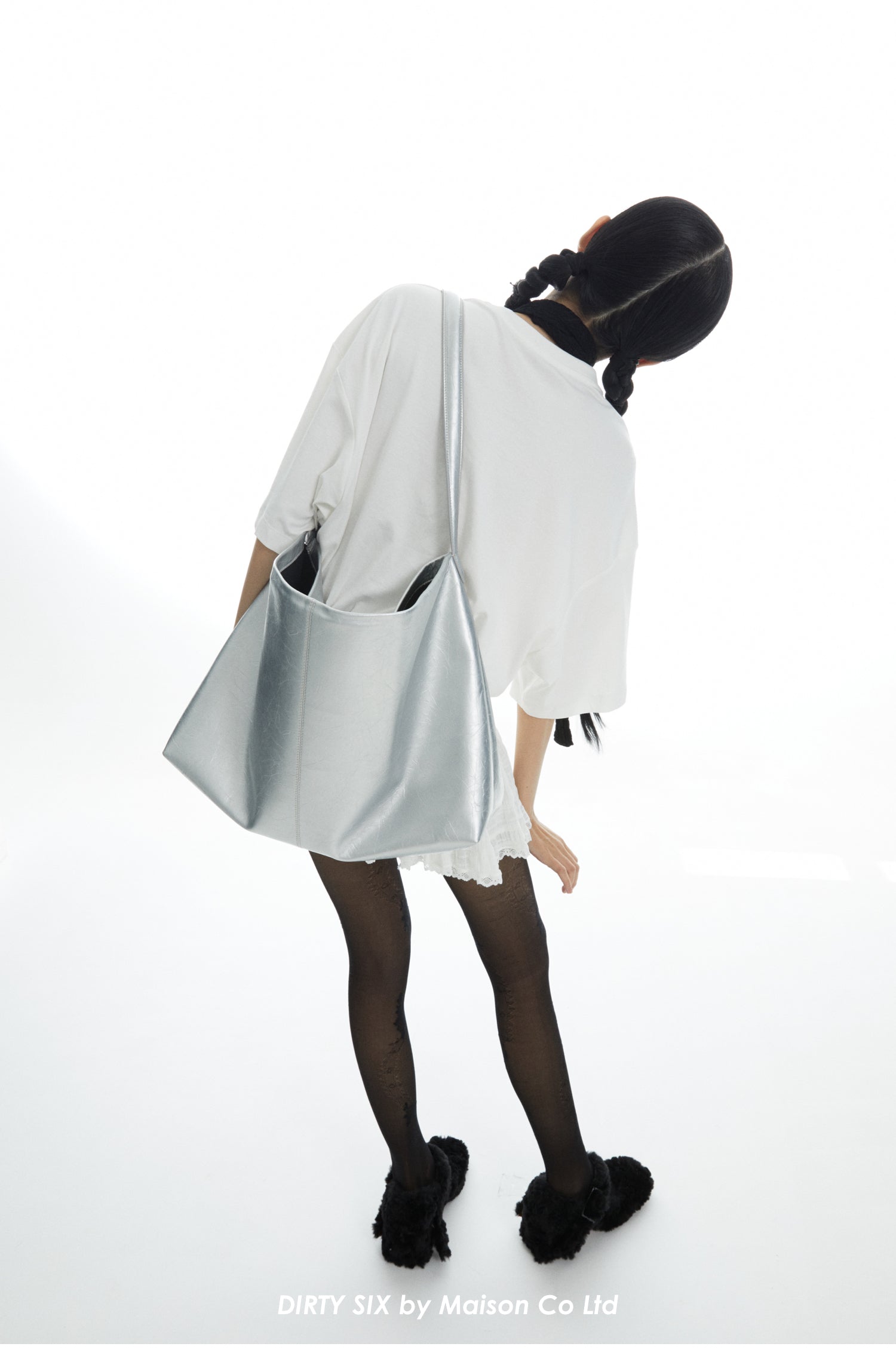 DirtySix Jill COW Split Leather big pocket cowhide soft oversize lazy wind messenger bag