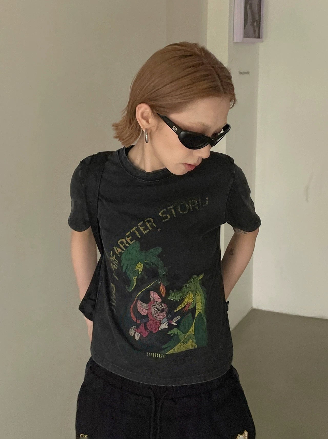 MMBBT Funny Cartoon Print Crew Neck Tee