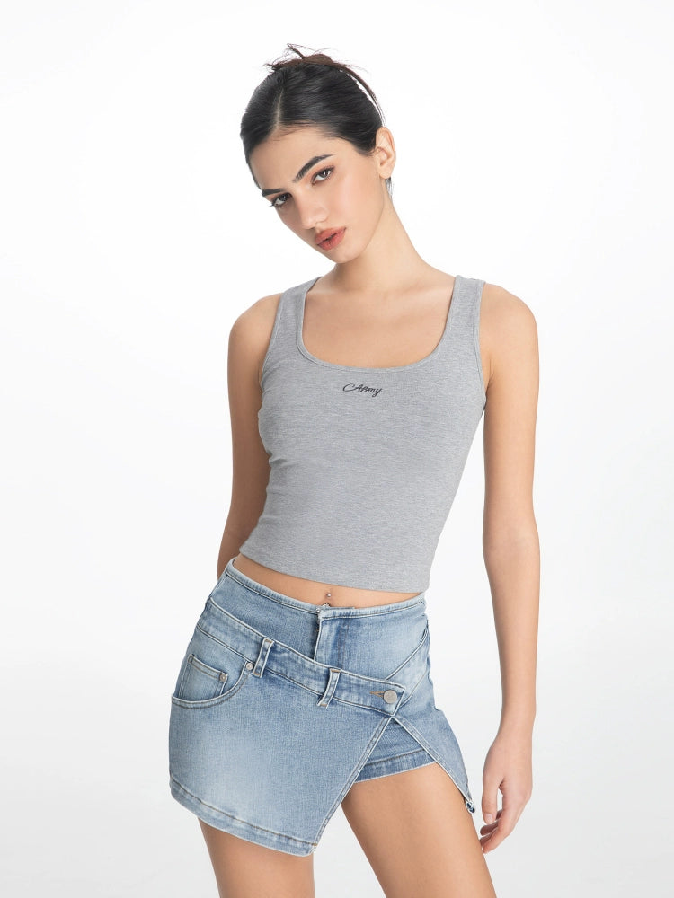 ABMY Knitted U-neck I-shaped Sling Vest