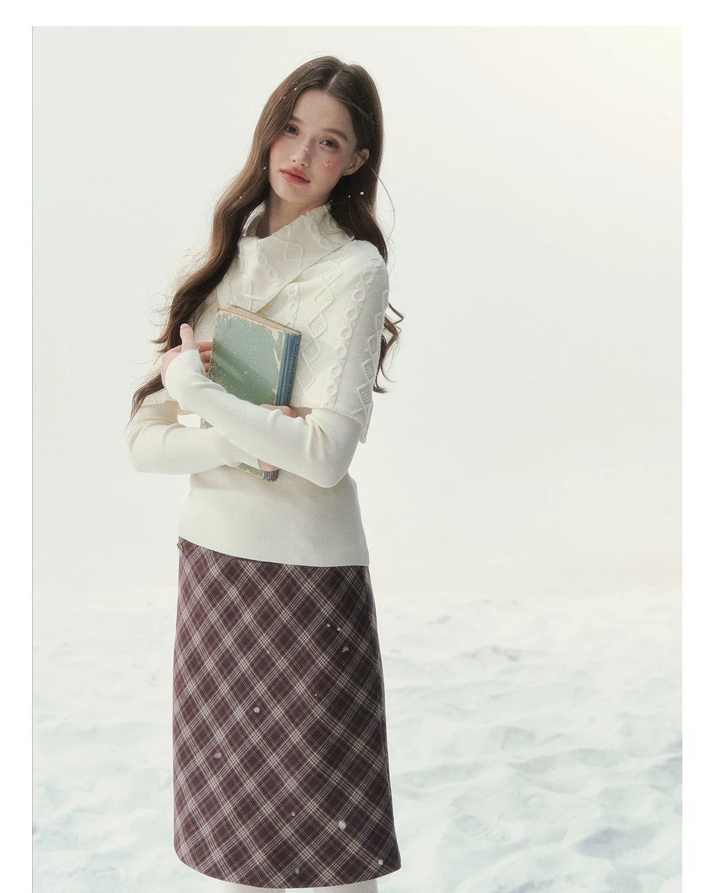 SunsetPark Fake Two-Piece Vintage Twist Knitted Sweater