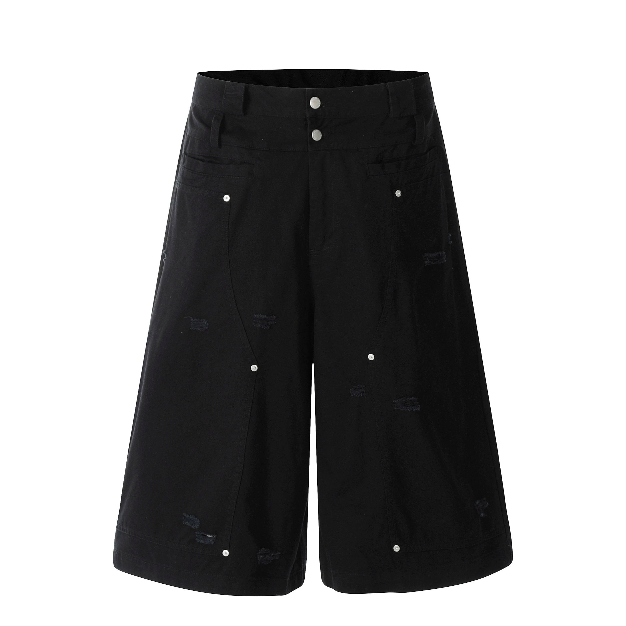 NOMANIAI Ripped Tooling Straight Cropped Pants