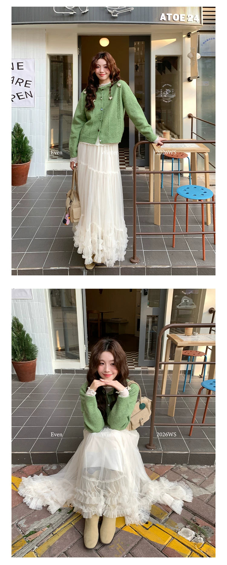 Even Korean White Lazy Sweater