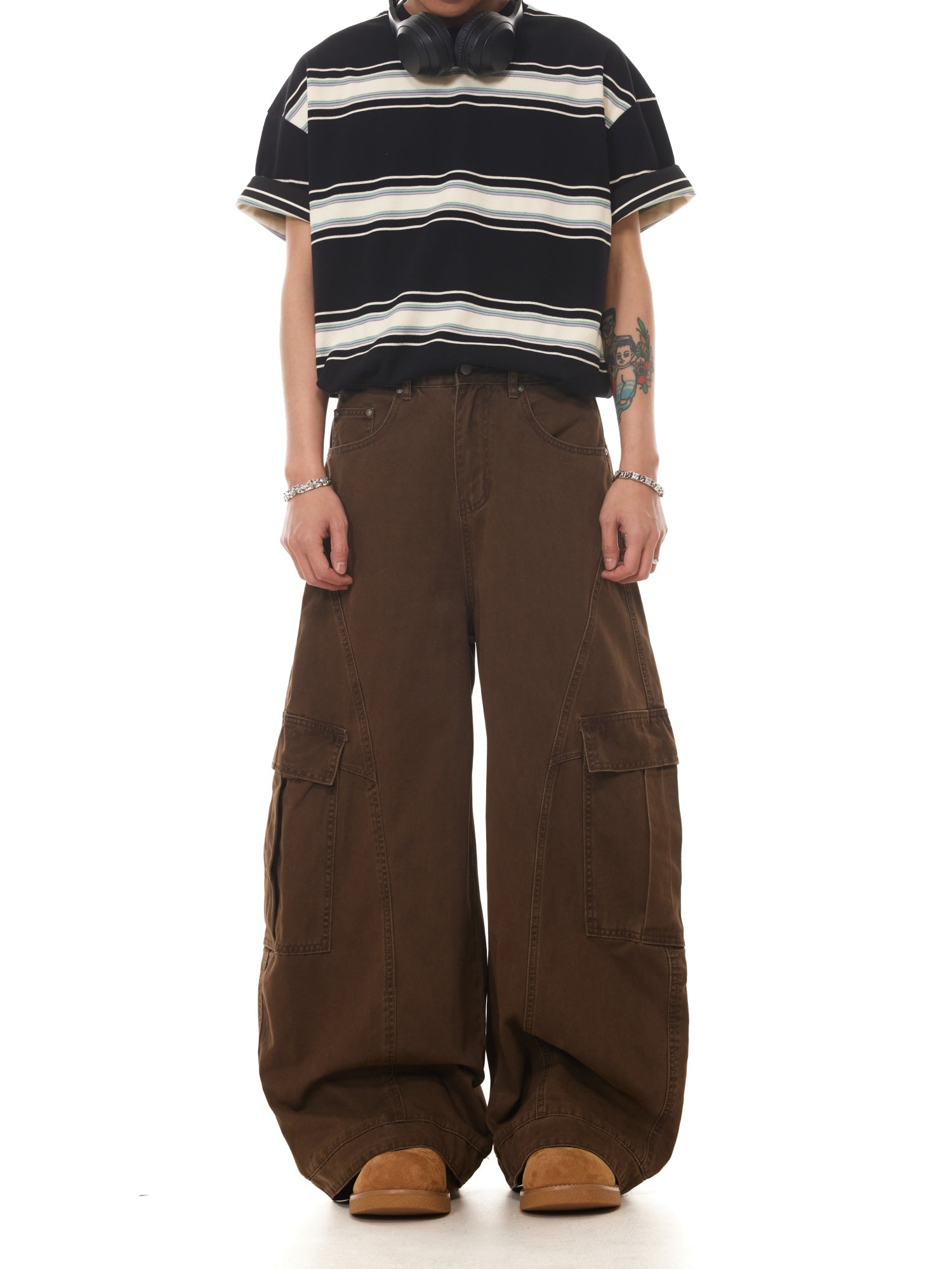 BTSG Vintage Barn Wind Big Pocket Scimitar Baggy Pants