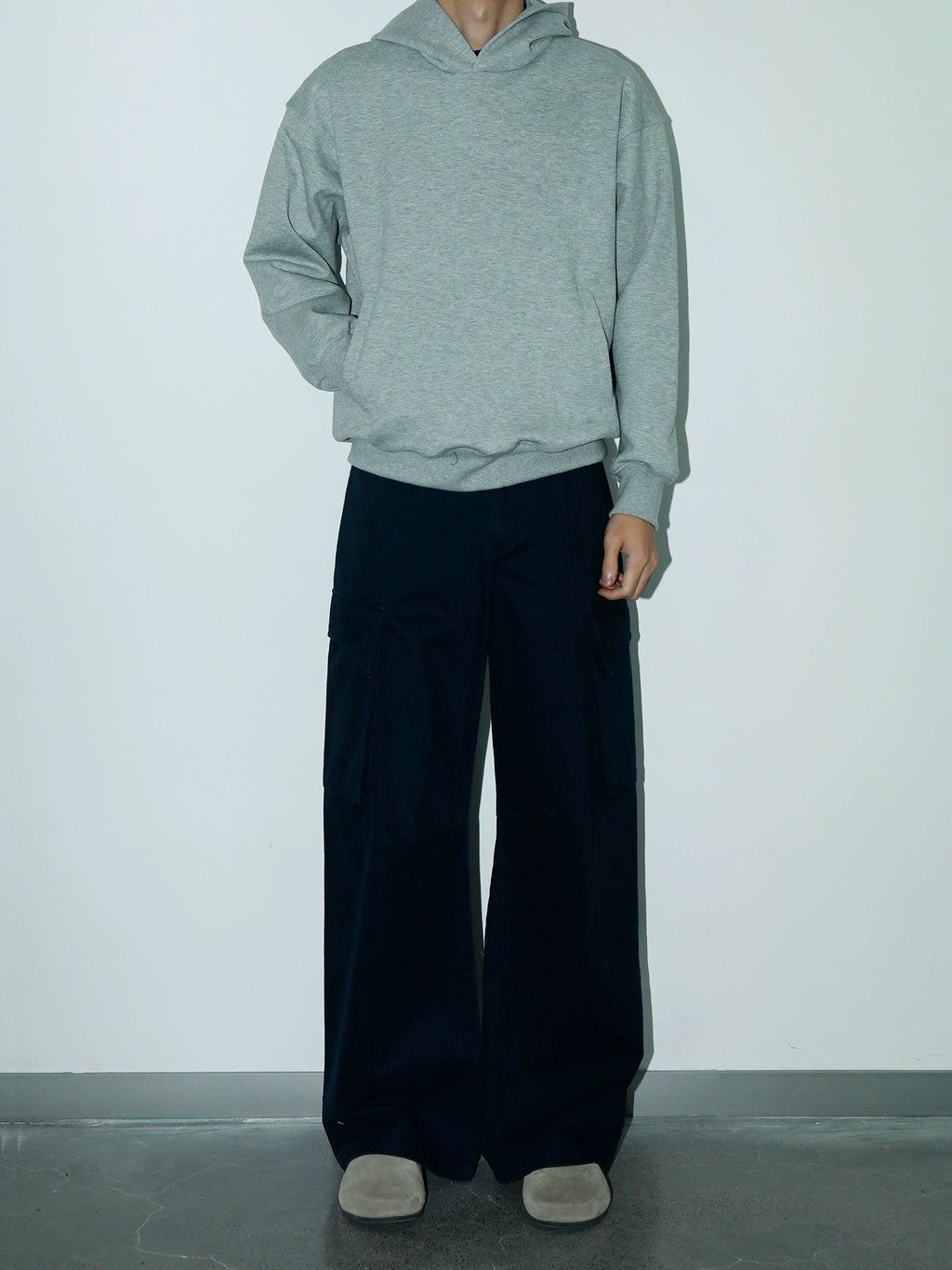 PLUS NO LOGO Double-sided Slippery Loose Pullover Hoodie