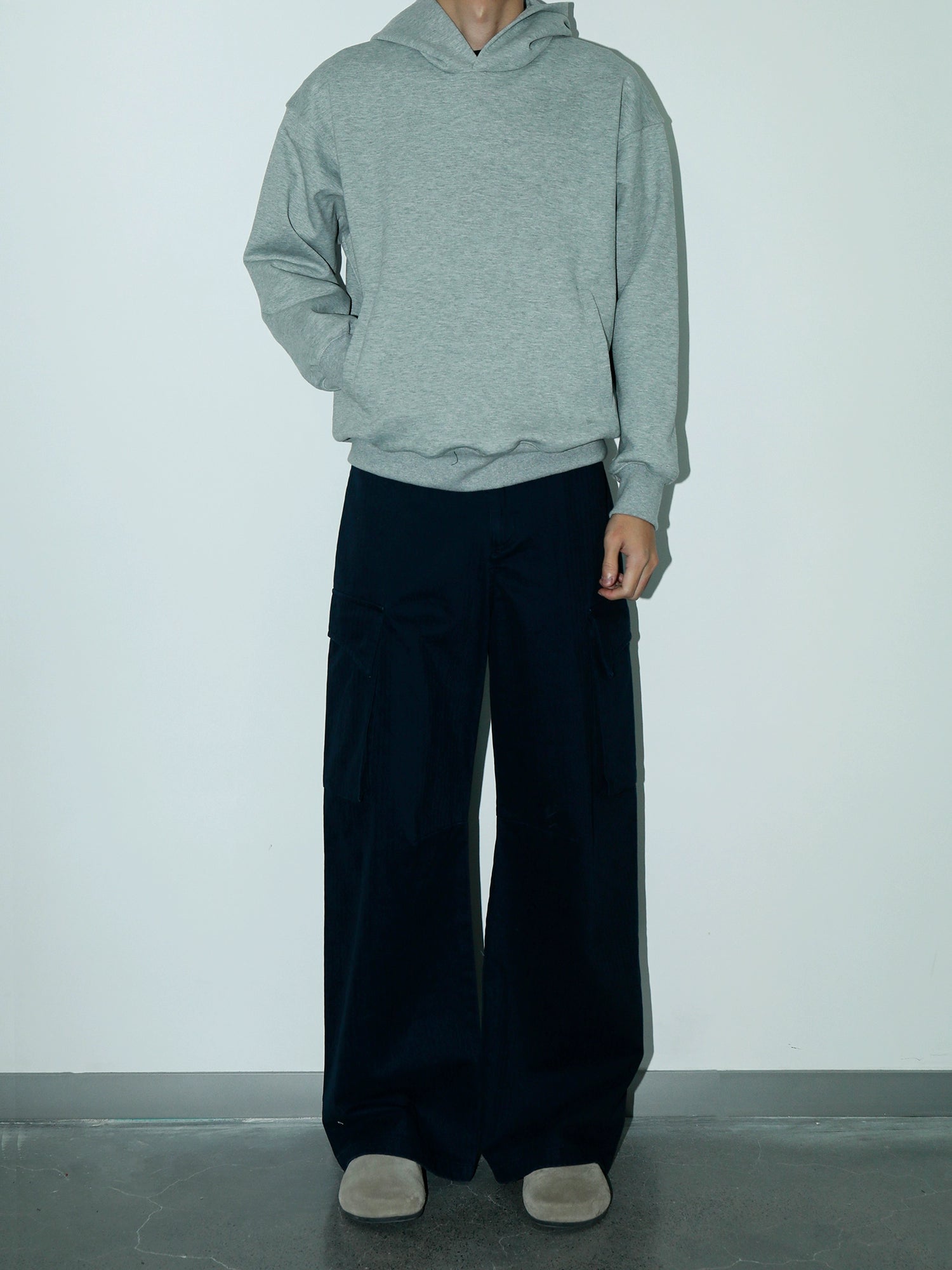 PLUS NO LOGO Double-sided Slippery Loose Pullover Hoodie