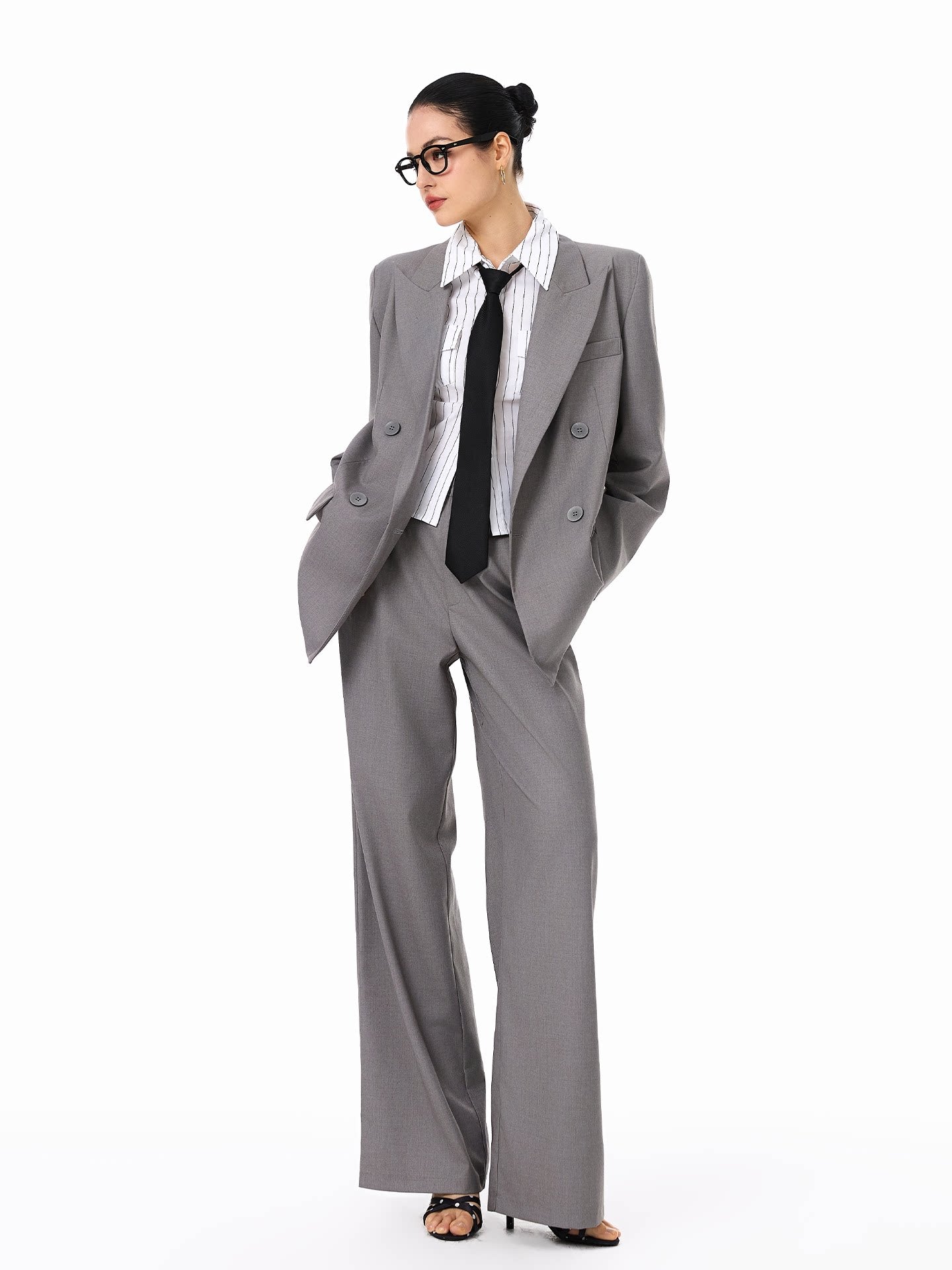 FINDYAWINGS Double-breasted Suit Trousers Suit
