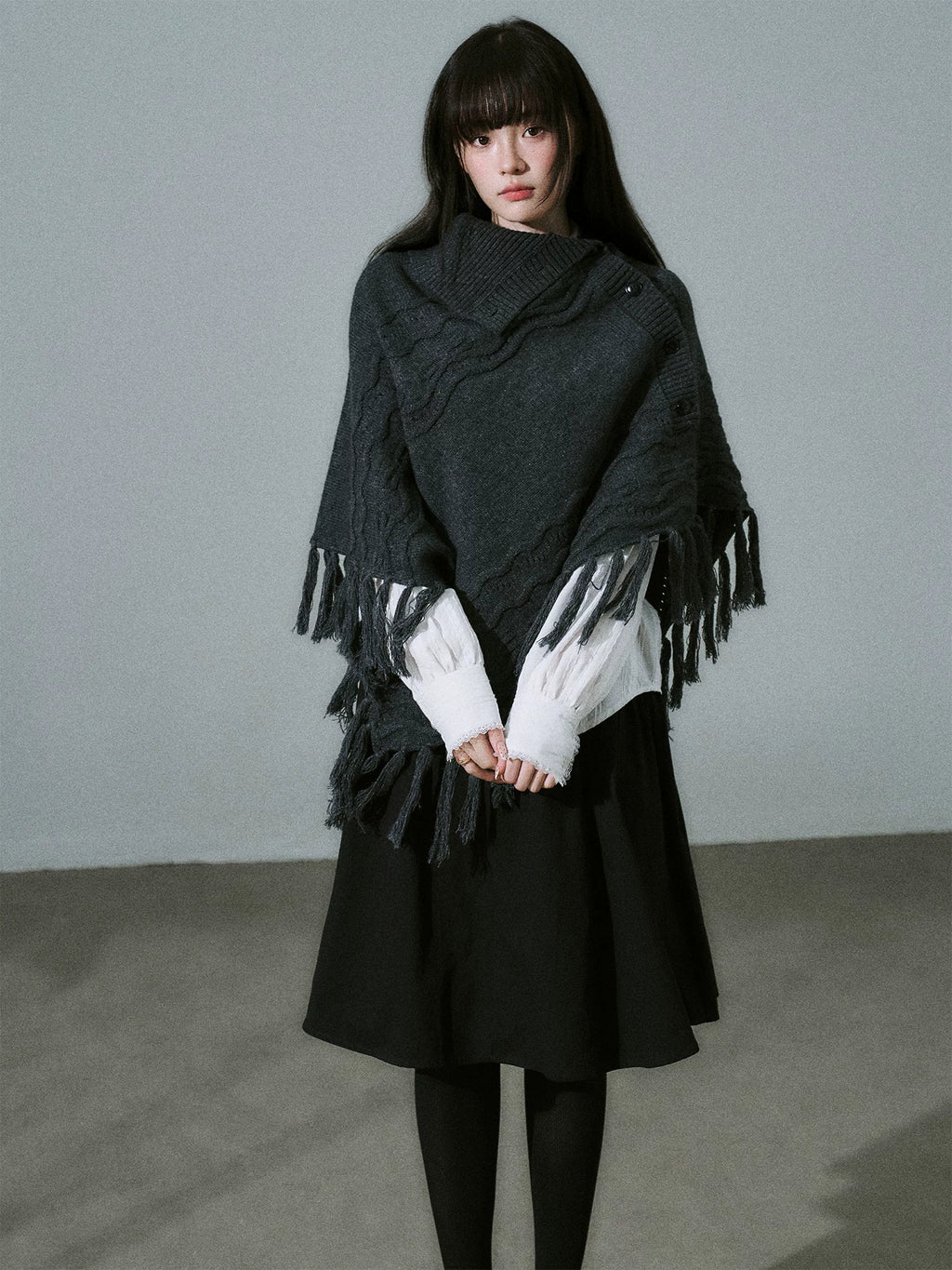 LOST FOREST Handmade Versatile Fringed Shawl Cape
