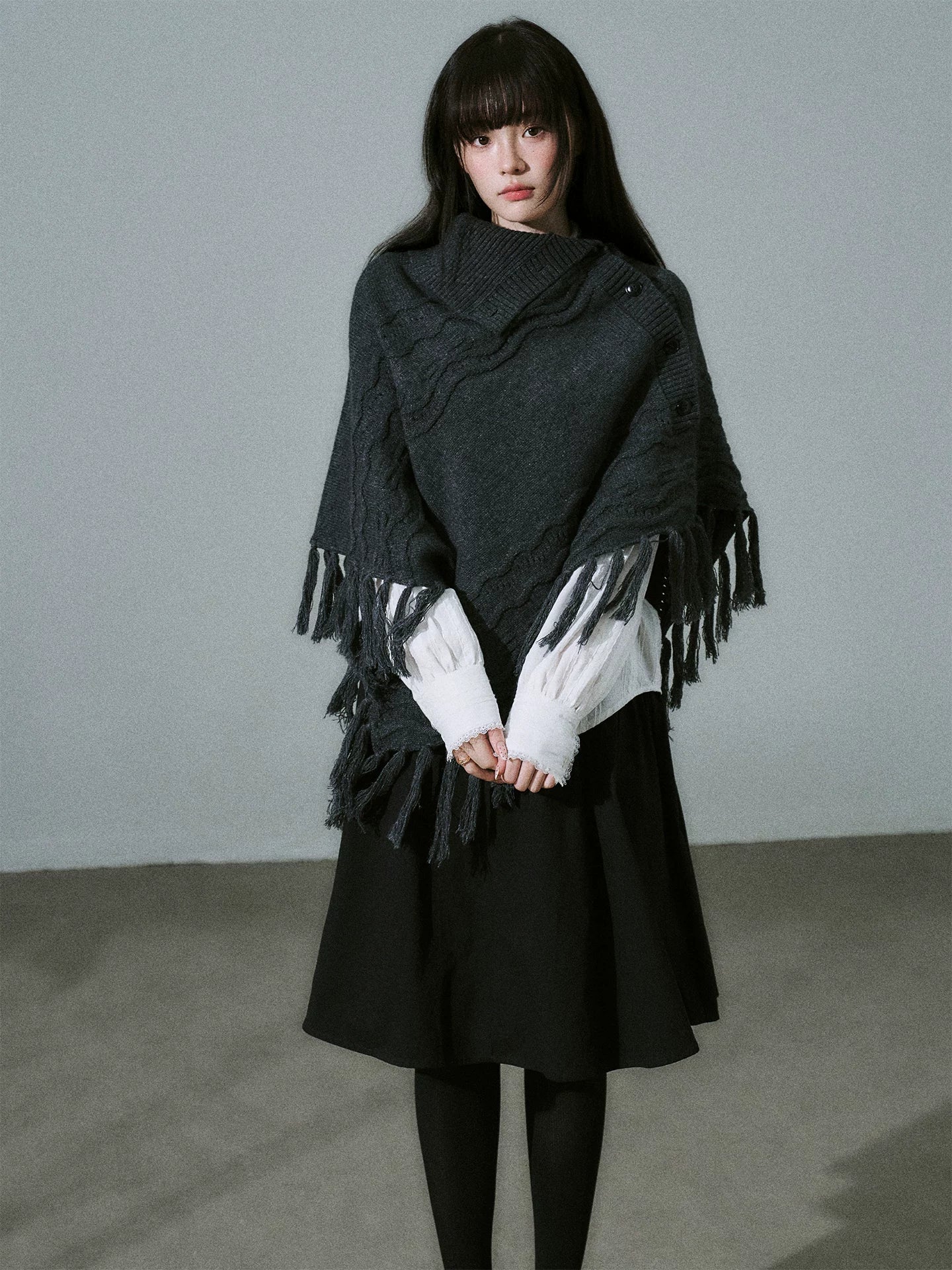 LOST FOREST Handmade Versatile Fringed Shawl Cape