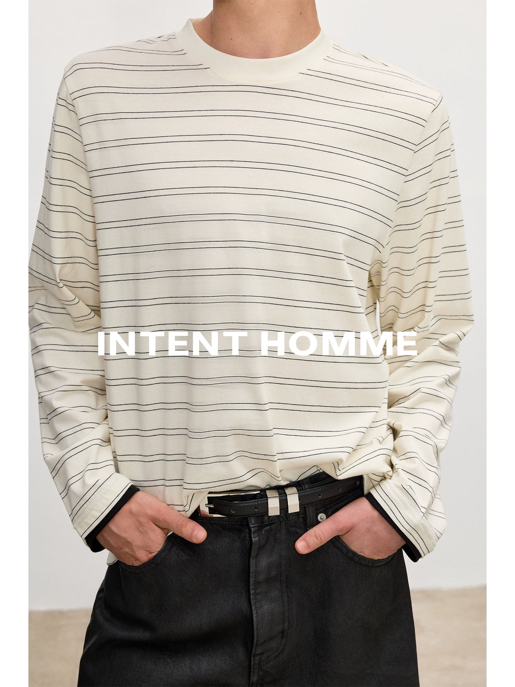 INTENT Double-line Striped Contrasting Long Sleeves