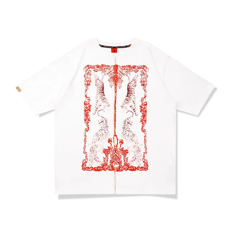 Officill Stitching Loose Round Neck Retro Tee