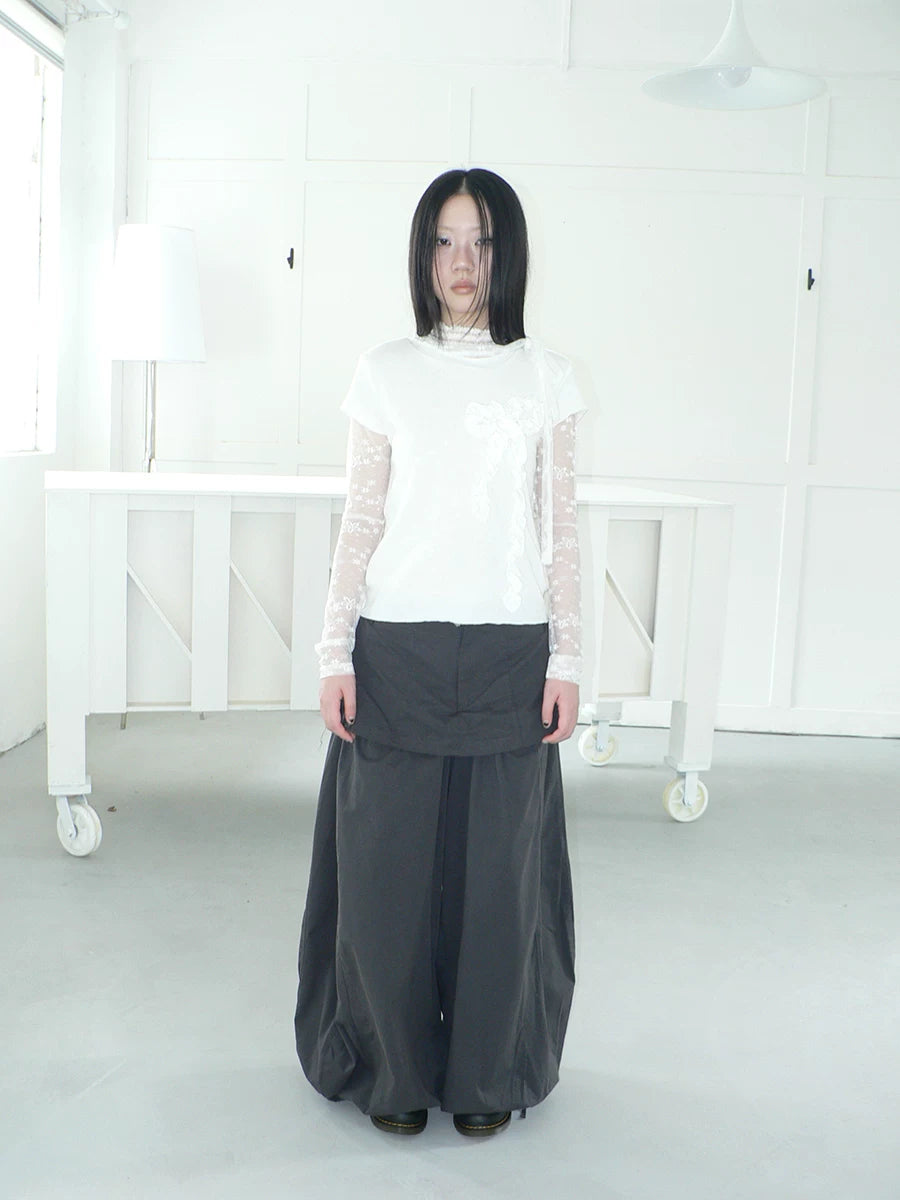 ANG: Project Fake Two-piece Splicing Stacked Wide-leg Loose Pants