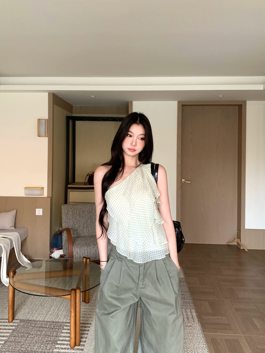 WITHMIN Polka Dot Irregular Crossbody Vest
