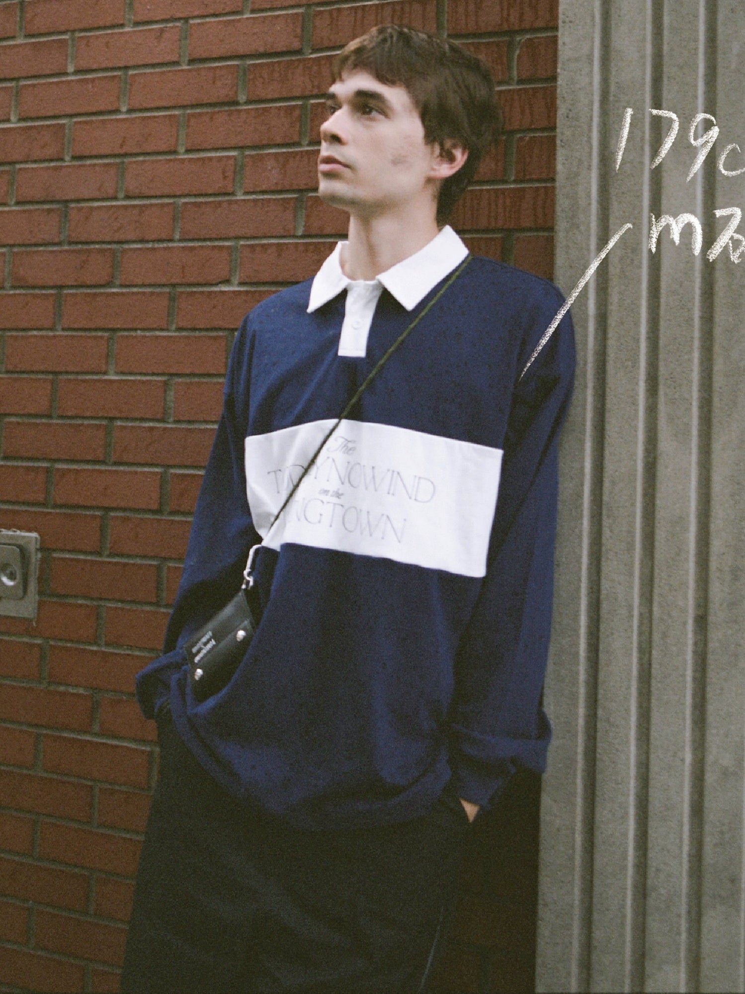 LIVINGTOWN Contrasting Color Splicing Loose Long-sleeved Polo Shirt