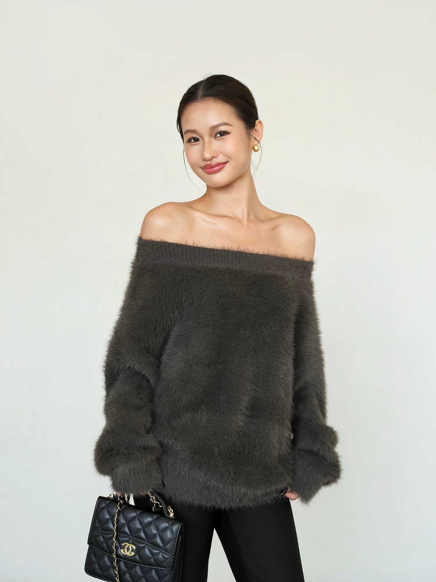 Osph One-word Shoulder Lazy Loose Sweater