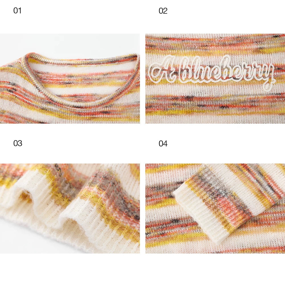 Ablueberry Gradual Change Contrasting Striped Sweater