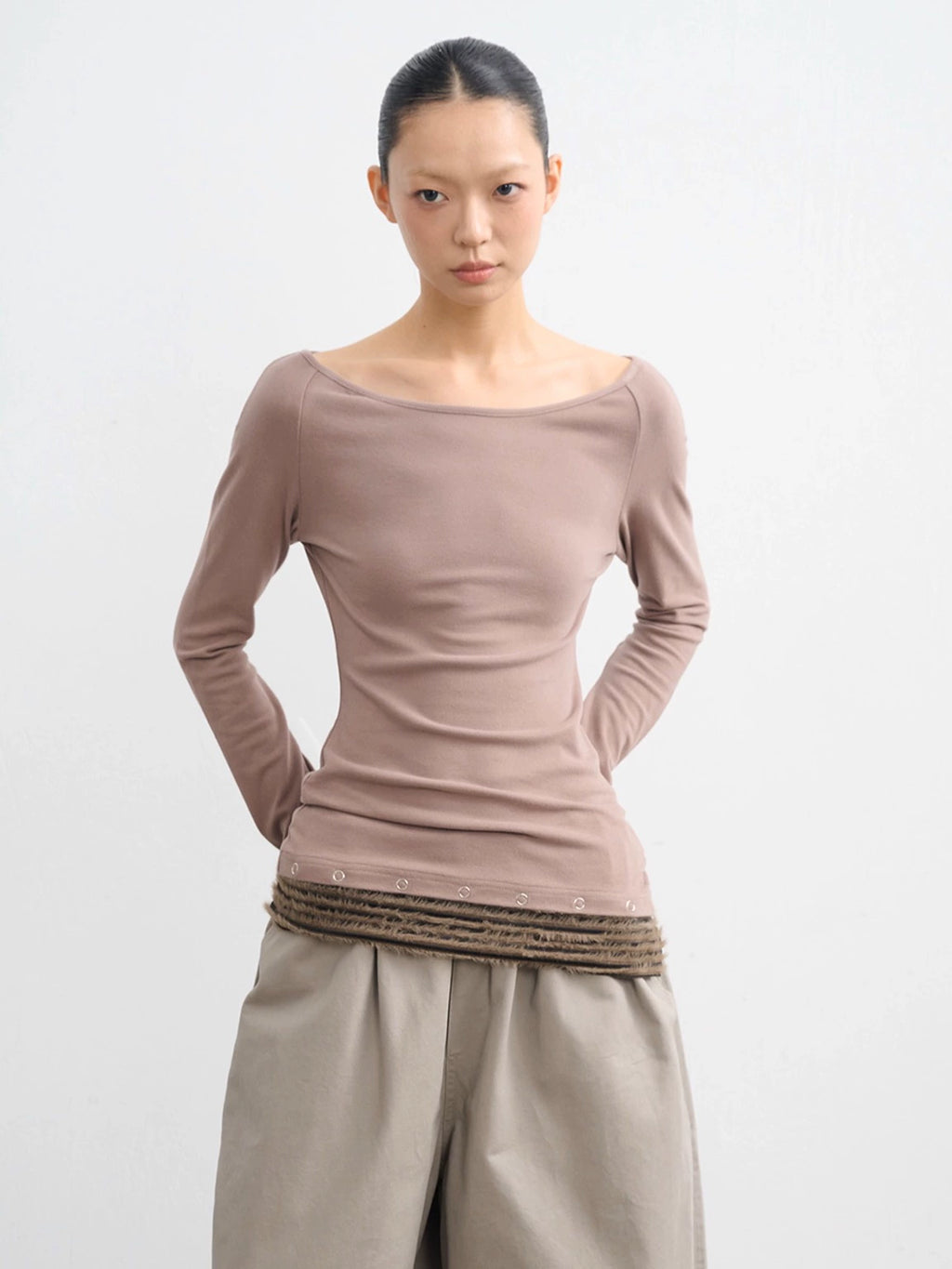 LINY LIBERTY Paneled Striped Slim Long Sleeves