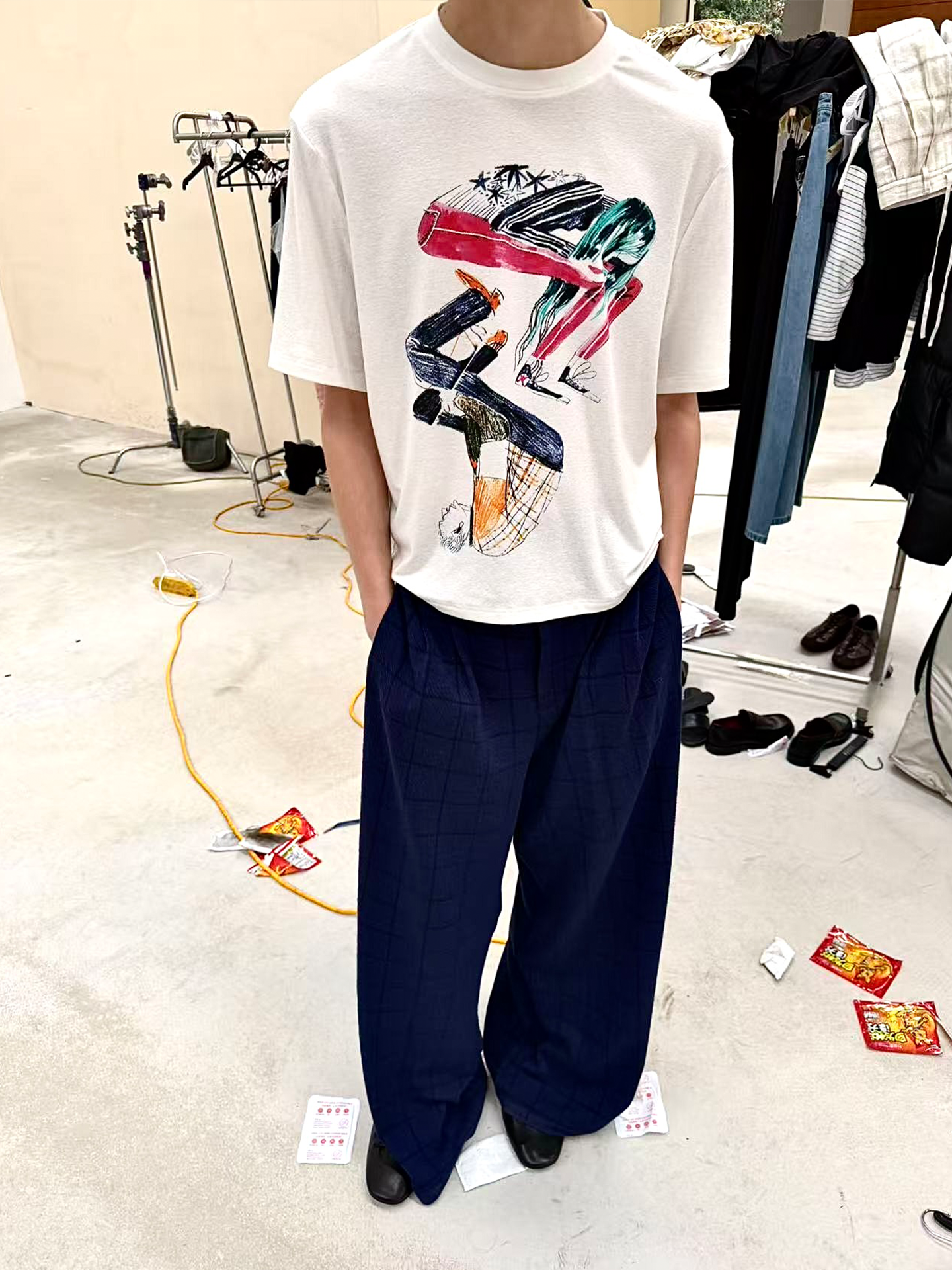 JCAESAR Plaid Casual Straight-leg Pants