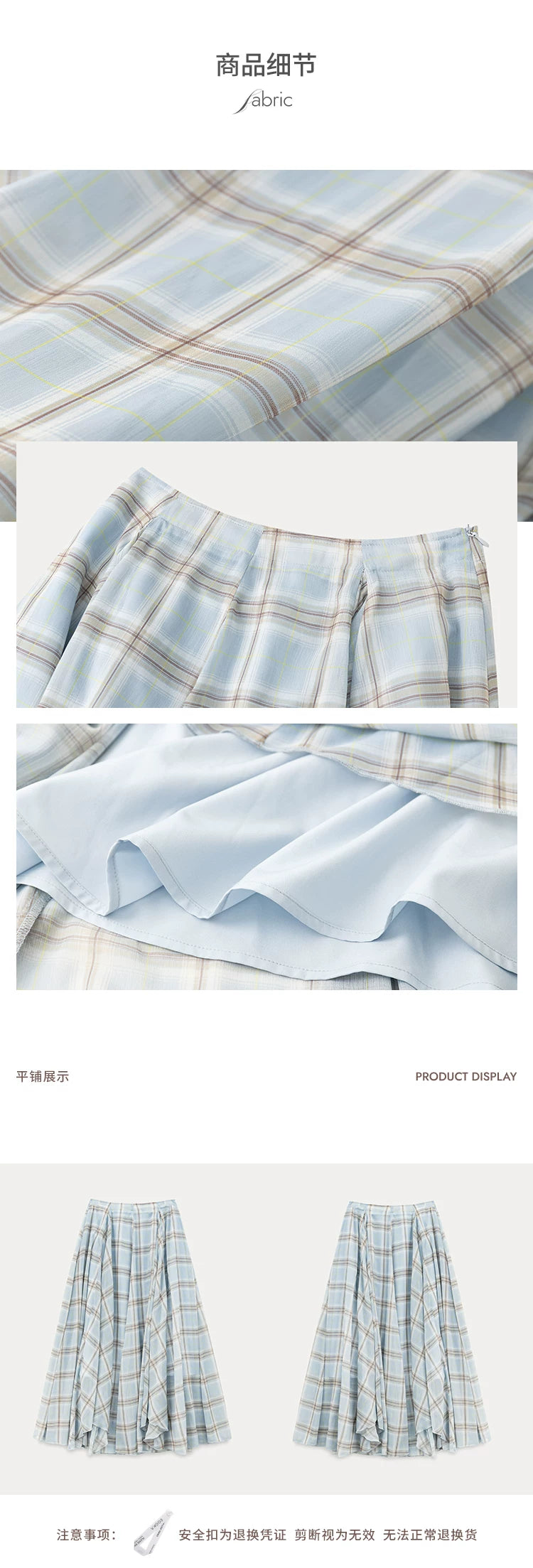 EGGKA High-waisted Elegant and Drape Plaid Skirt