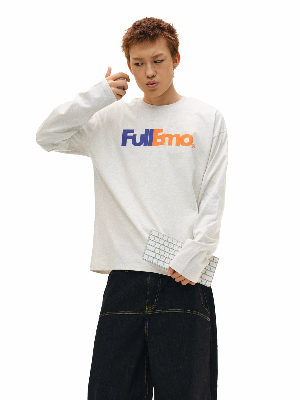 NOVACAM Retro Alphabet Print Fun Spoof Logo Long Sleeve