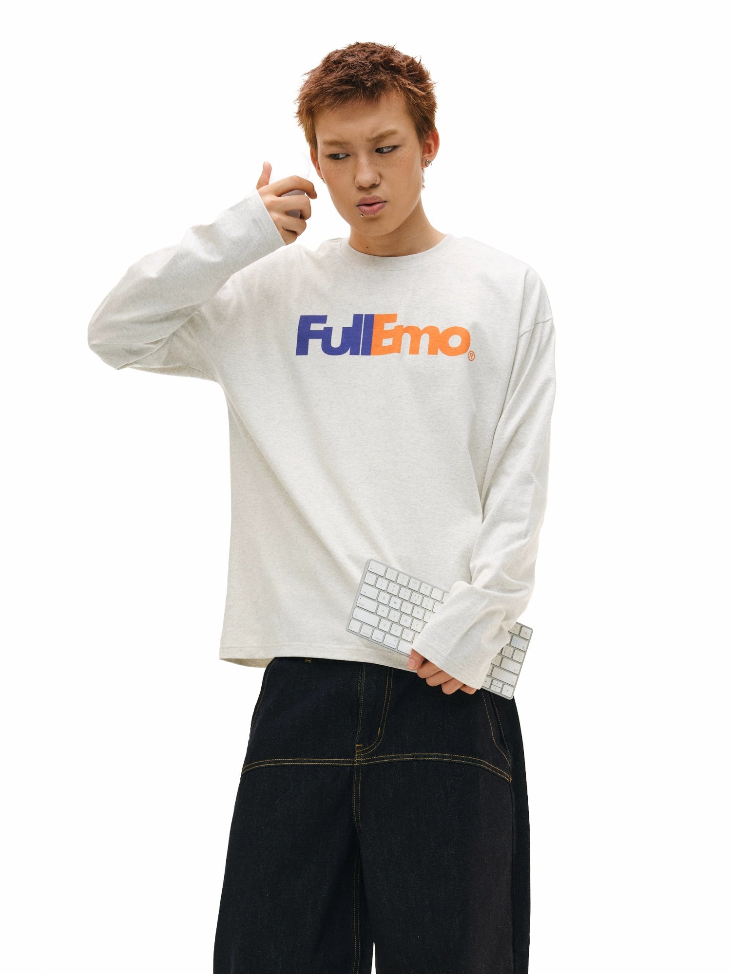 NOVACAM Retro Alphabet Print Fun Spoof Logo Long Sleeve