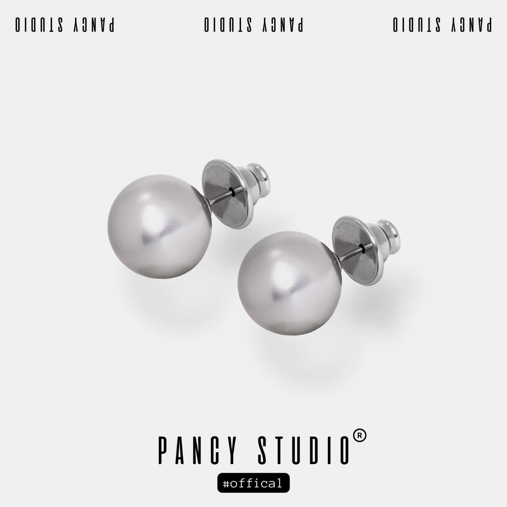 PANCY Low-key Elegant Silver Gray Pearl Stud Earrings