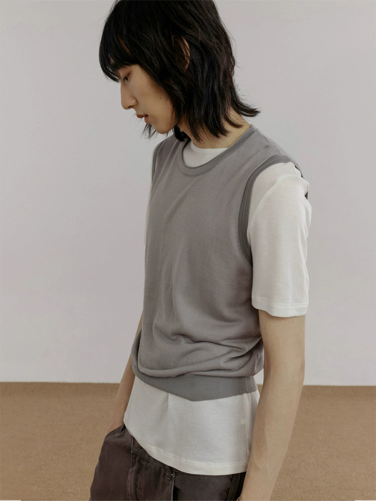COLN Micro-transparent Knitted Vest