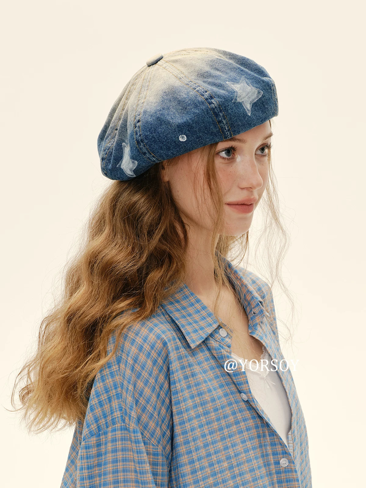 YORSOYI Vintage Denim Beret