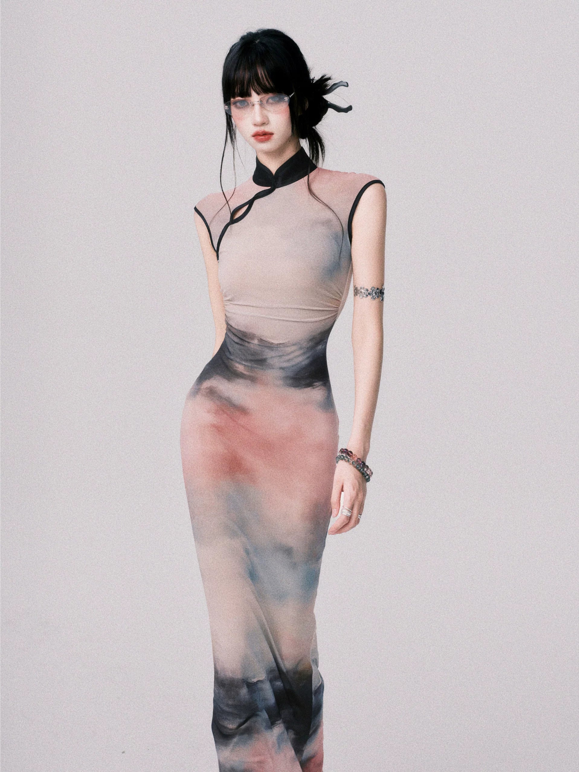 LULUSWINGS Ink Painting Stretch Cheongsam Dress
