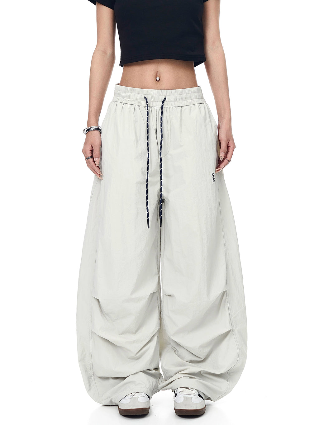 BLACKLISTS Pleated Embroidered Dance Wide-leg Scimitar Pants