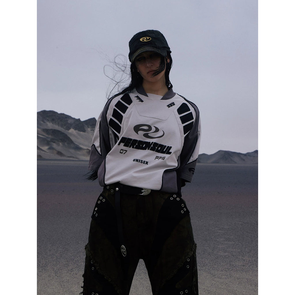 PERSONSOUL Embroidery Color Matching Sports Tee