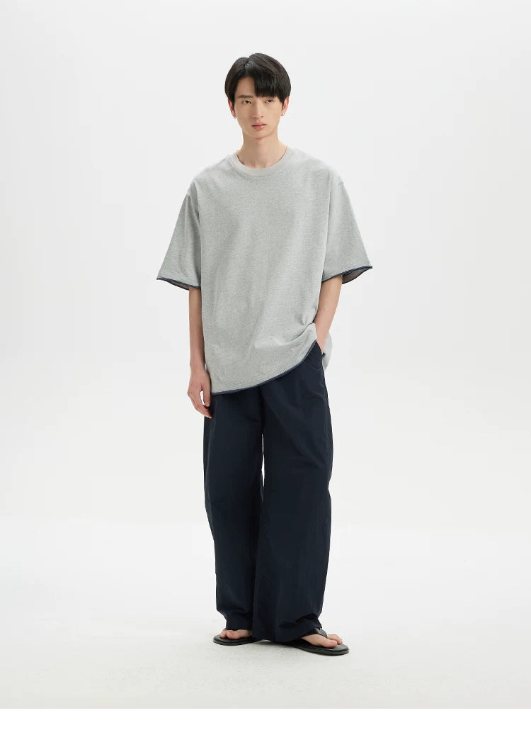 BUTTBILL Retro Contrast Casual Tee