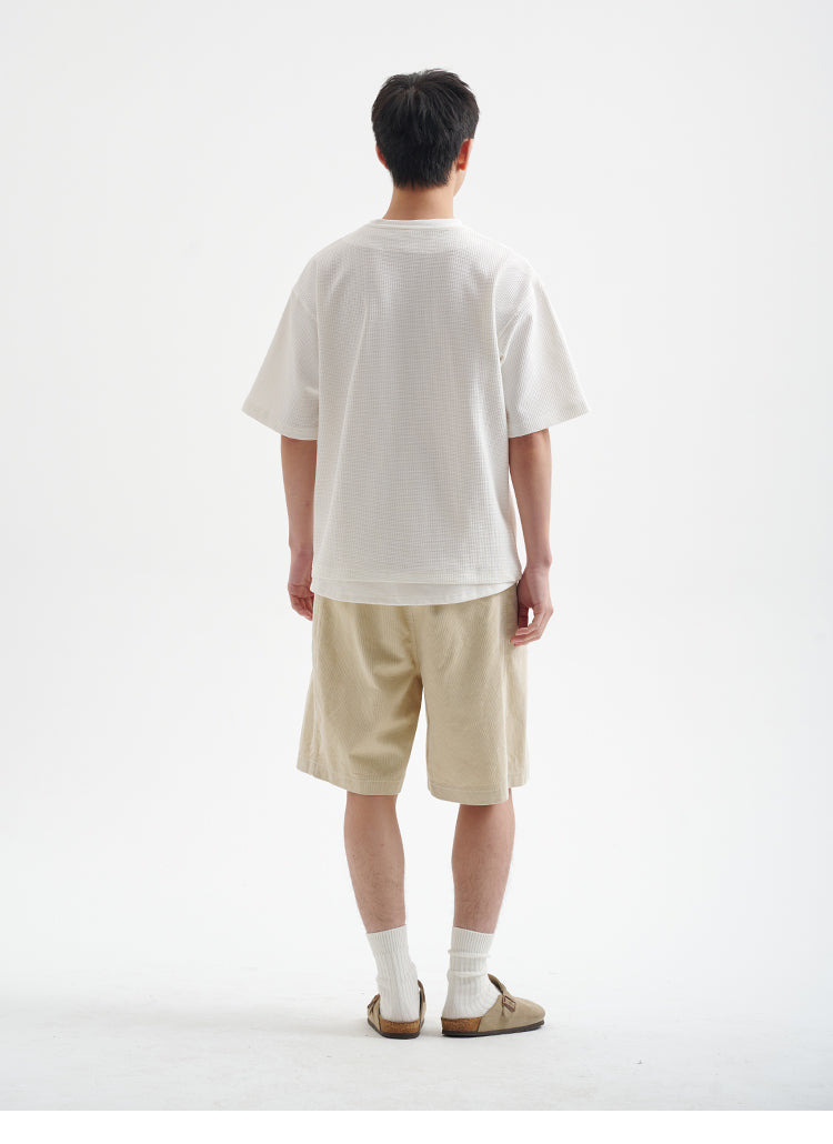 BUTTBILL 25SS Japanese retro 11-pit non-elastic corduroy Shorts