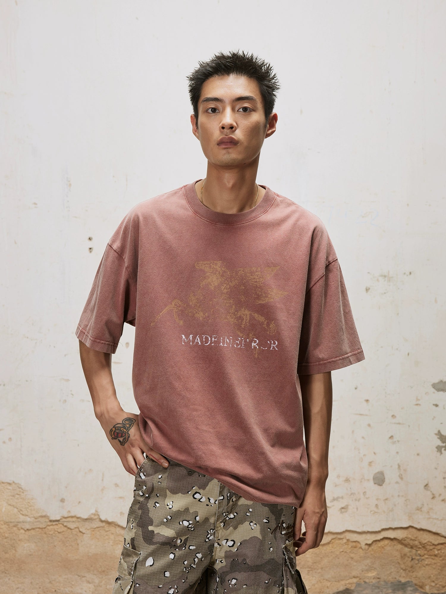 (Clearance) Madeinerror Retro Do Old Leaven Wash Print Tee