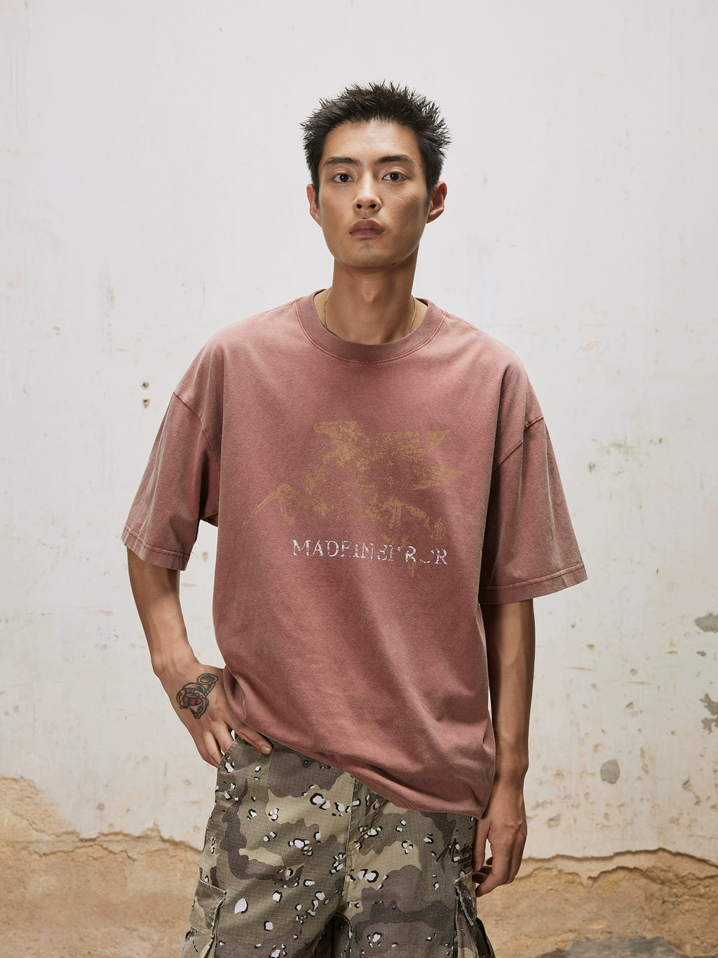 Madeinerror Retro Do Old Leaven Wash Print Tee