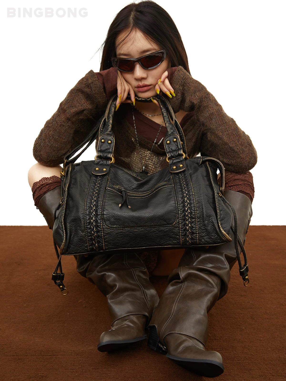 BINGBONG Retro Shoulder Messenger Bag
