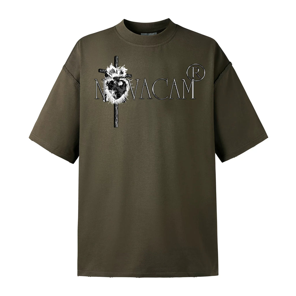 NOVACAM Edging Reverse Stitching Casual Tee