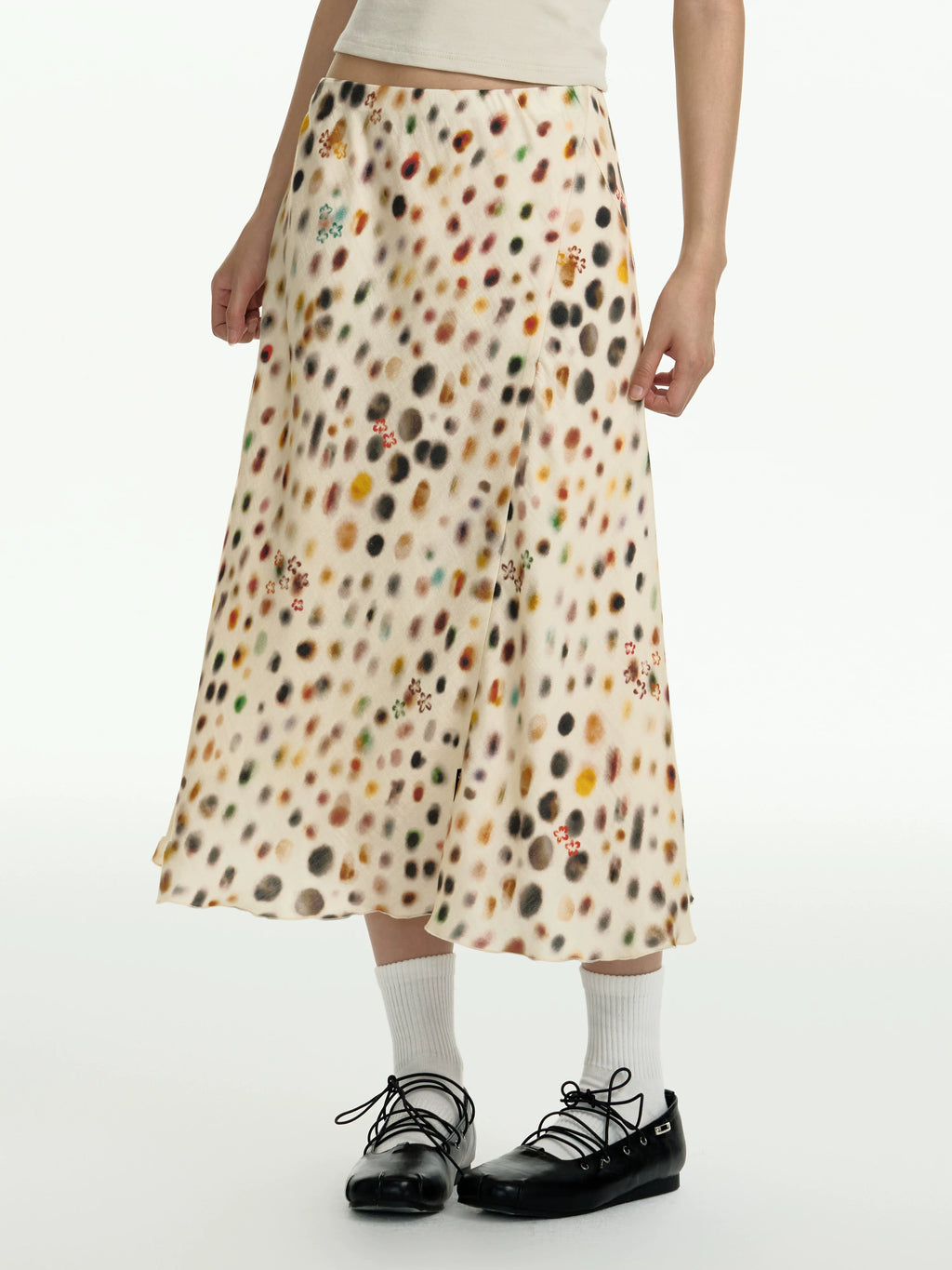 TGNS Spotted Floral Slimming Casual Skirt