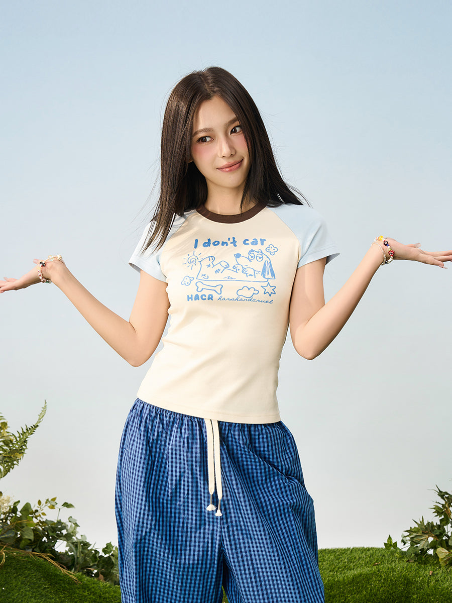 HACR Macaron Color Hand Painted Puppy Loose Tee